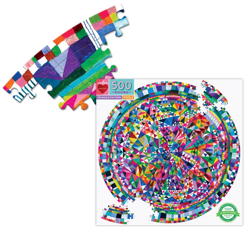 eeBoo: Piece and Love Triangle Pattern 500 Piece Round Circle Jigsaw Puzzle, Jigsaw Puzzle for Adults and Families, Includes Glossy and Sturdy Pieces - Image 2